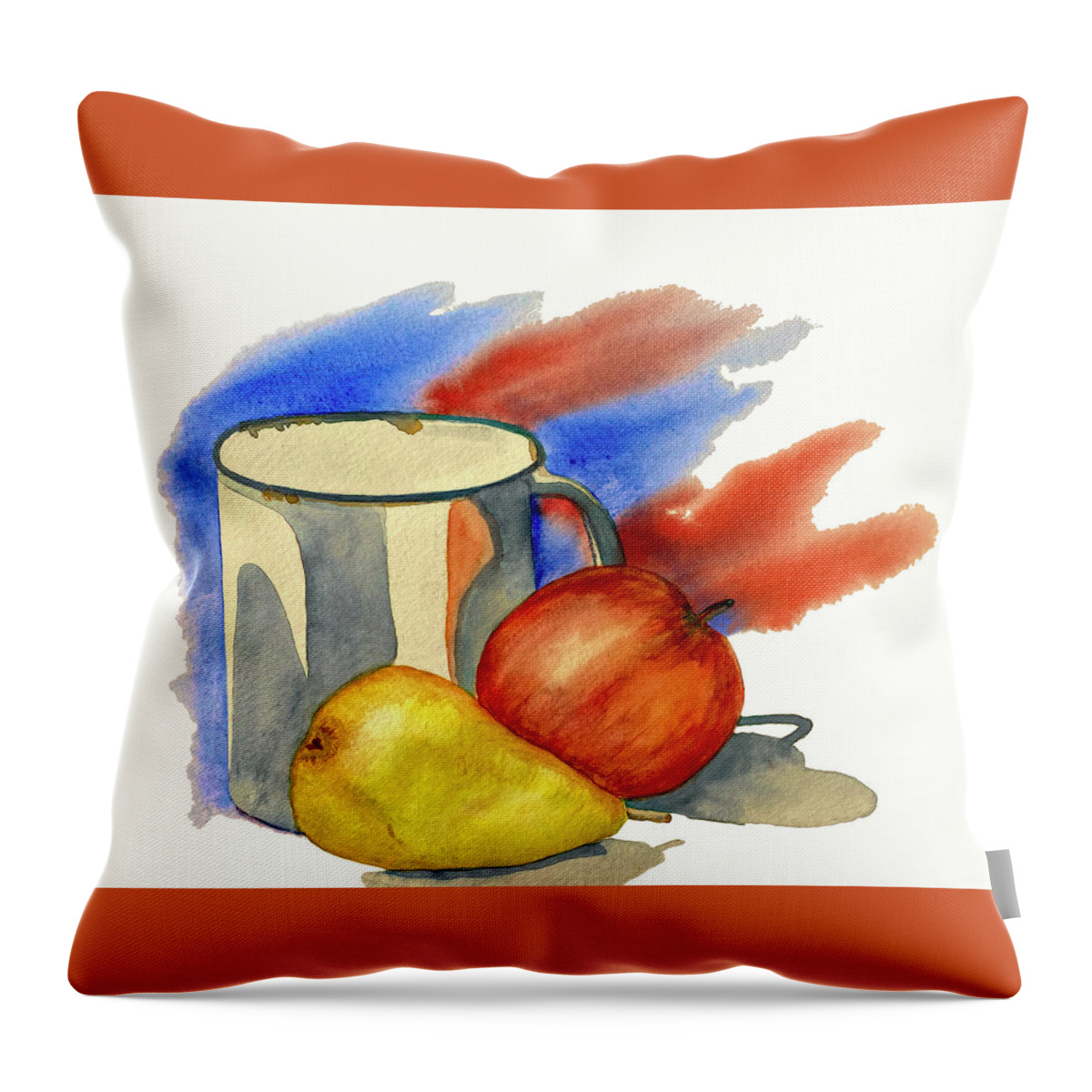 Still Life Throw Pillow featuring the painting Mug and Fruit Still Life by Deborah League