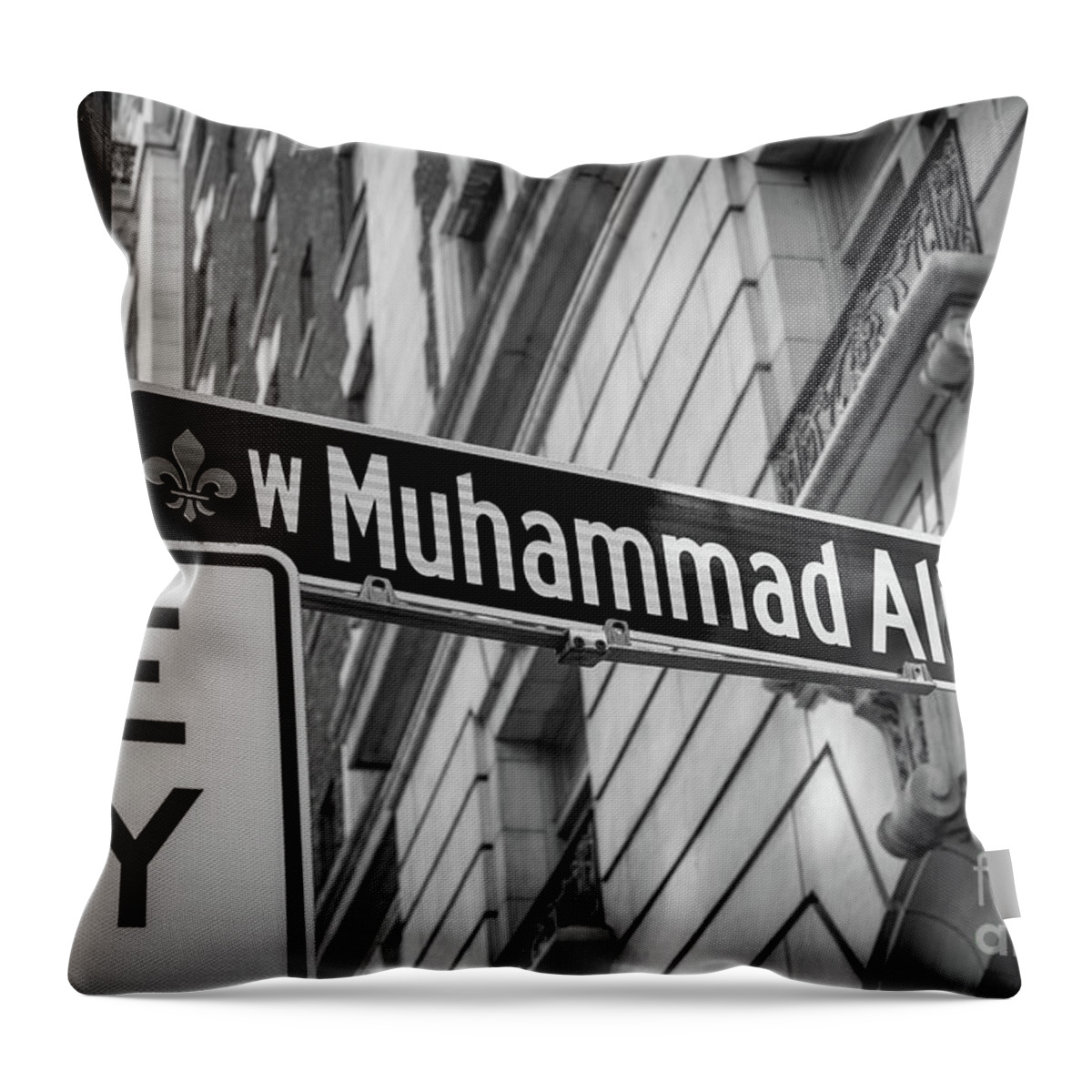 Muhammad Ali Sign Throw Pillow featuring the photograph Muhammad Ali Blvd Sign - Louisville - Kentucky by Gary Whitton