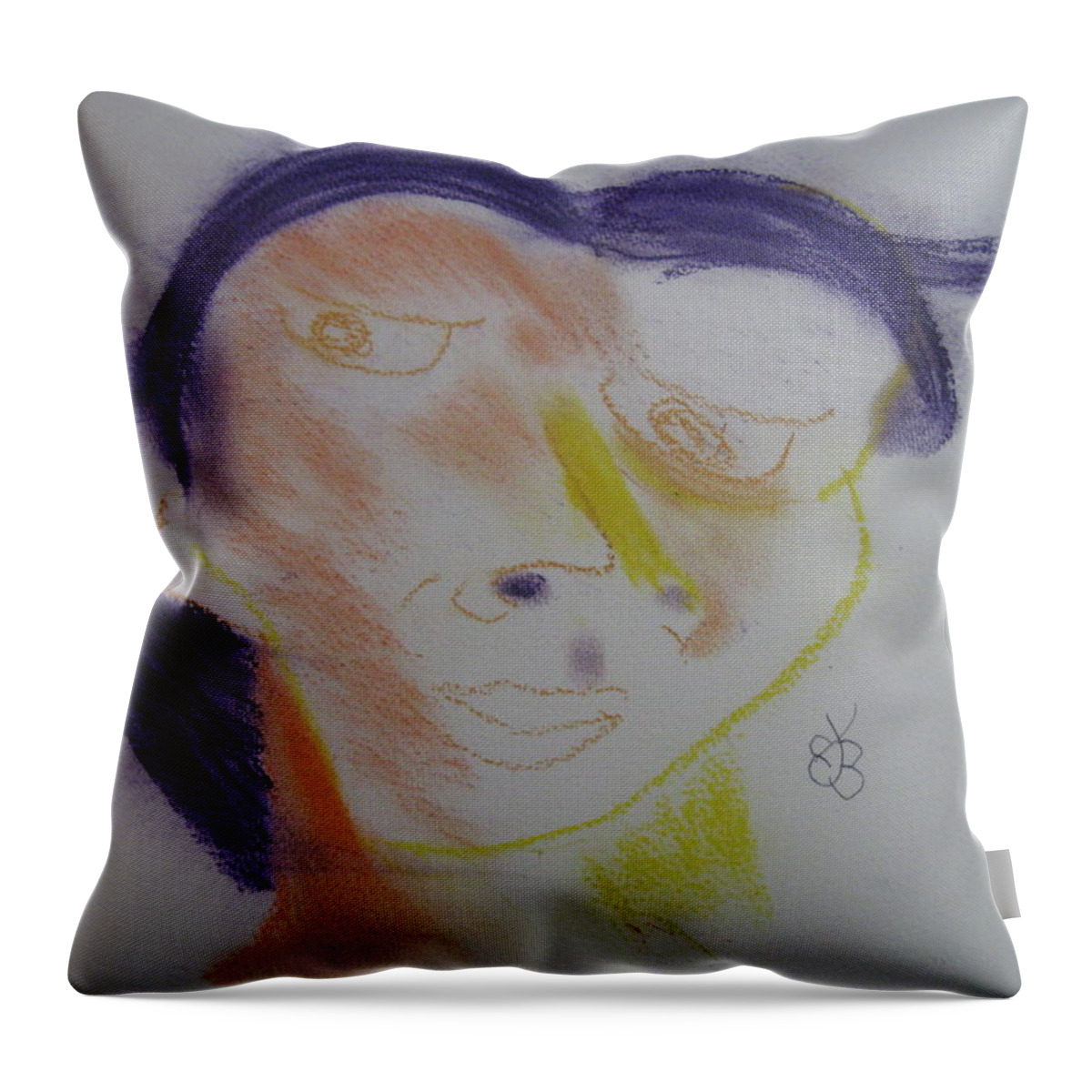  Throw Pillow featuring the drawing Multi coloured face by AJ Brown