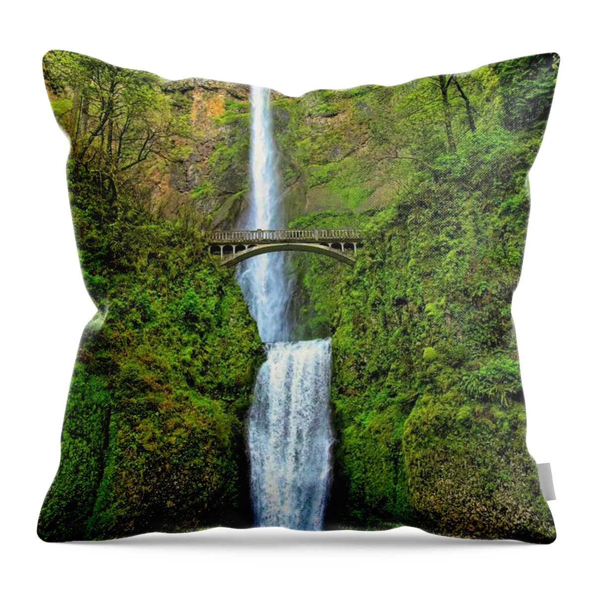 Jon Burch Throw Pillow featuring the photograph Multnomah Falls by Jon Burch Photography