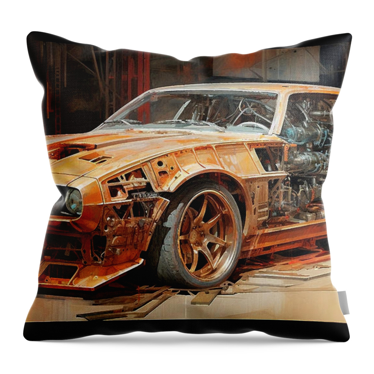 Vehicles Throw Pillow featuring the drawing Muscle Car 1001 AMC AMX 390 supercar by Clark Leffler
