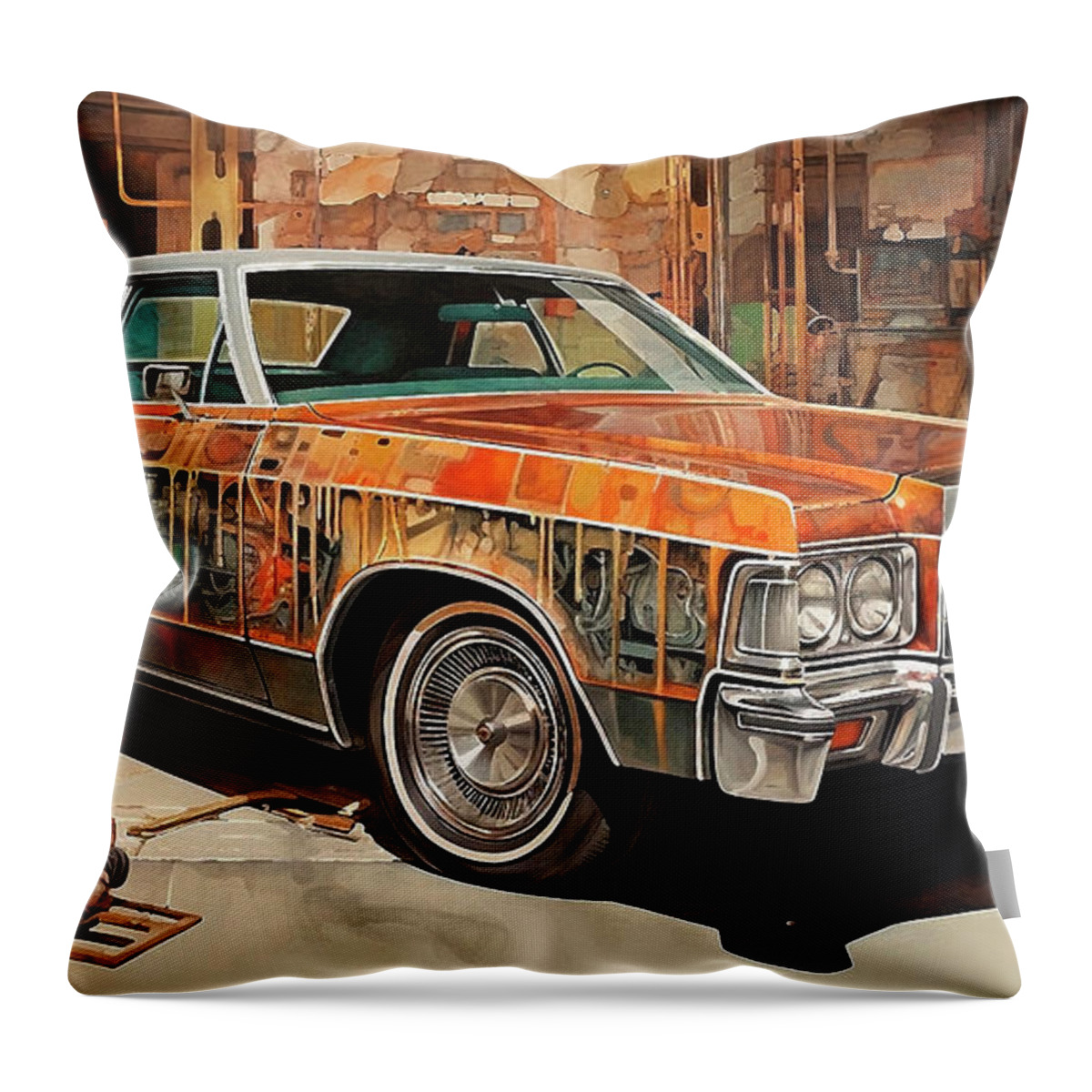 Vehicles Throw Pillow featuring the drawing Muscle Car 997 AMC Ambassador supercar by Clark Leffler