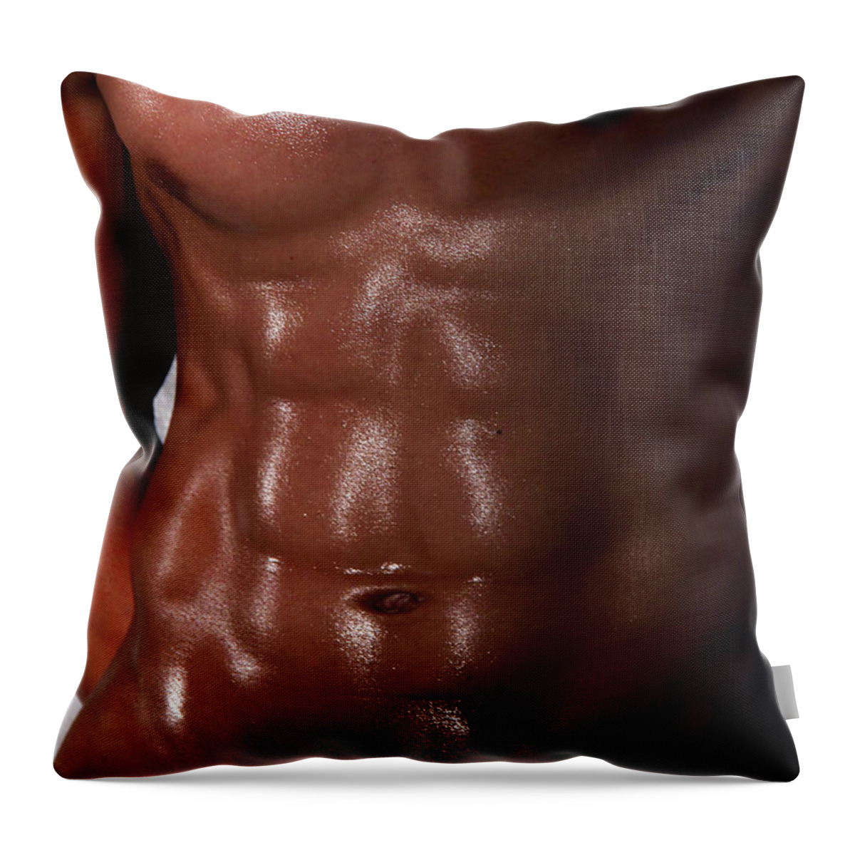 Male Nude Photos Throw Pillow featuring the photograph Muscle Man by Mark Ashkenazi