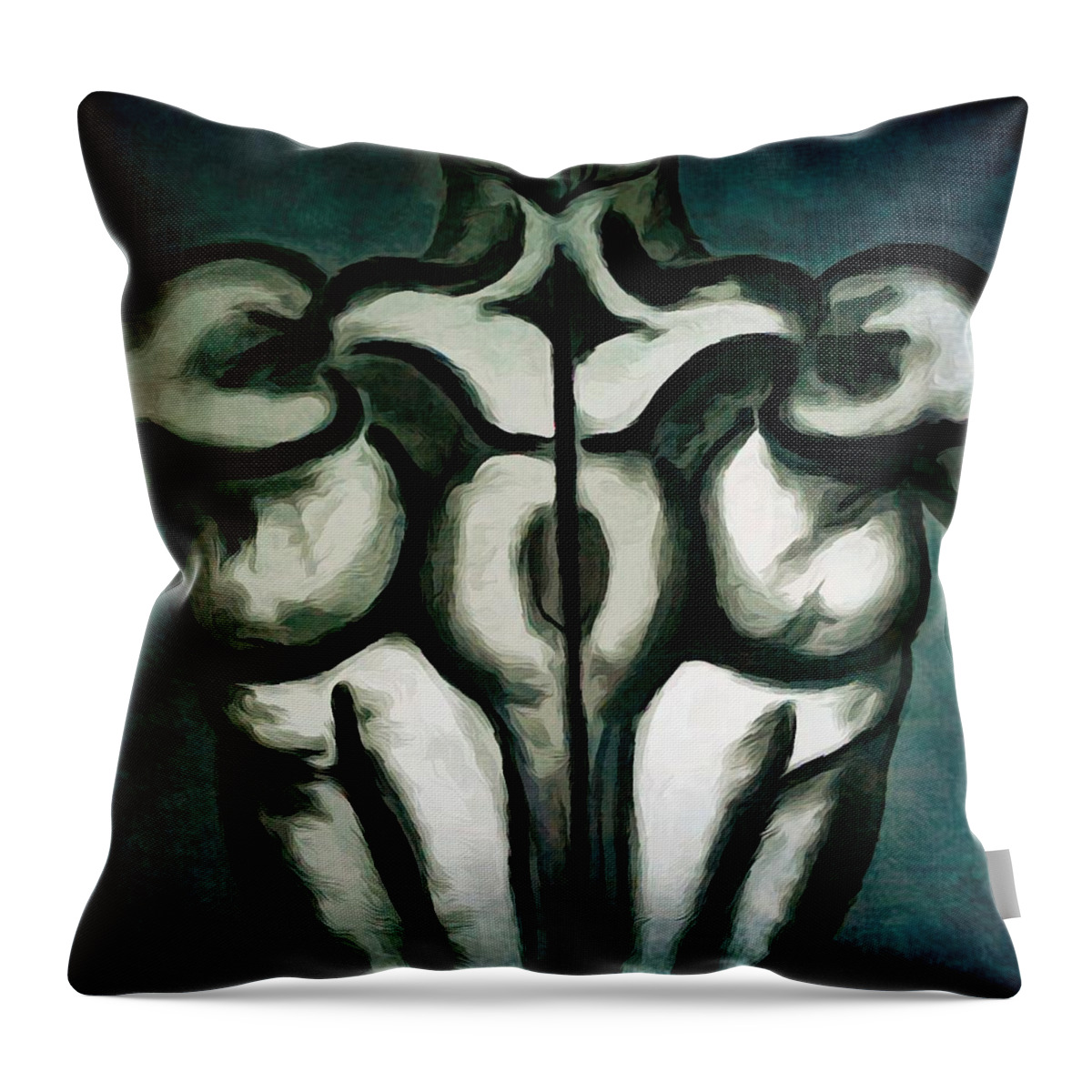 Modern Abstract Throw Pillow featuring the drawing Muscled Back Abstract 2 of 2 by Joan Stratton