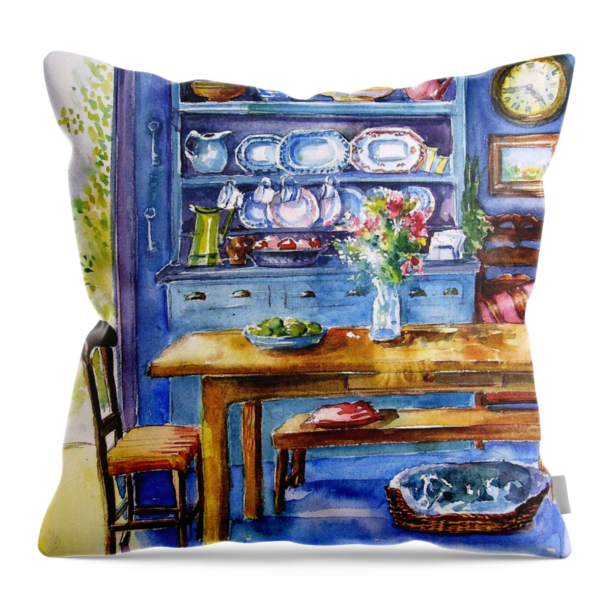 Kitchen Throw Pillow featuring the painting Must Love Dogs by Trudi Doyle