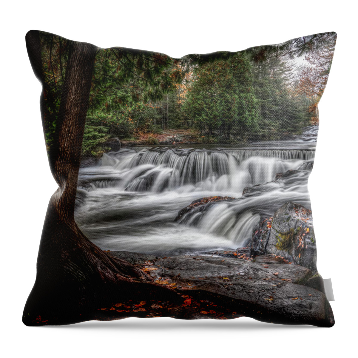Bond Falls Throw Pillow featuring the photograph Muted Fall by Brad Bellisle