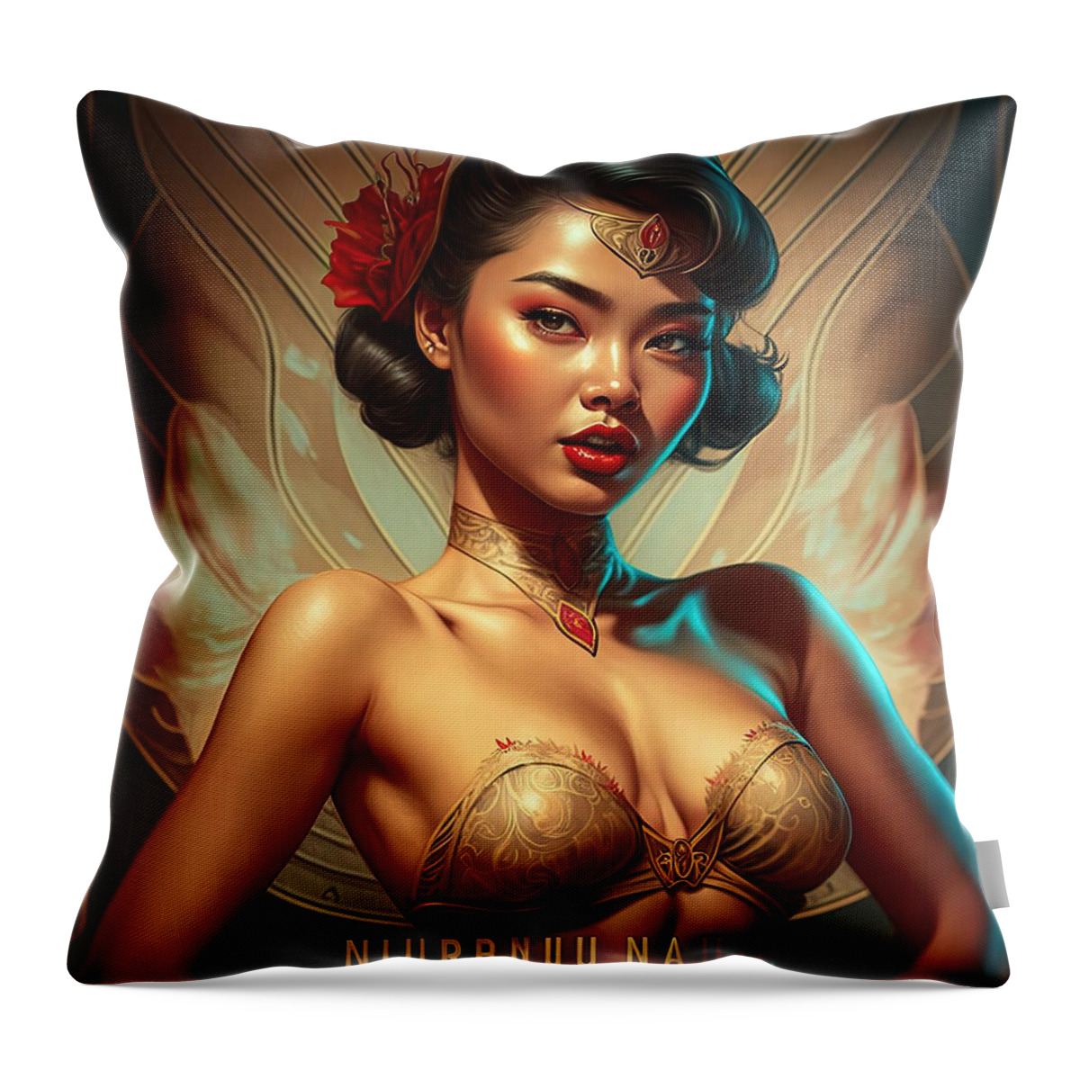 Pin Up Throw Pillow featuring the digital art My beauty lotus flower by My Head Cinema