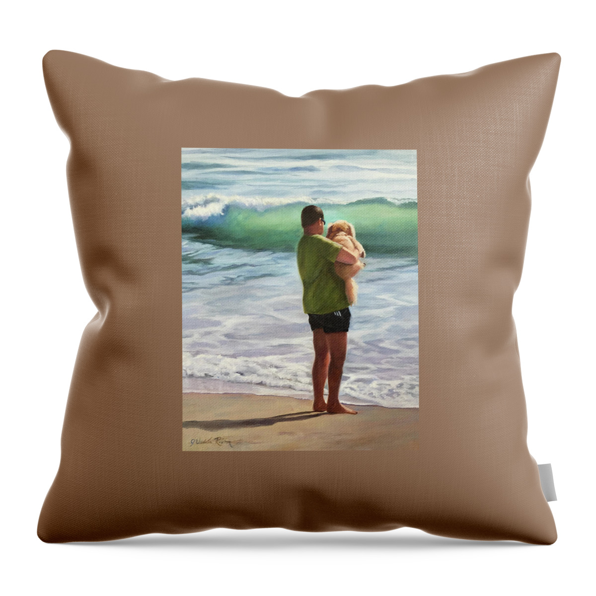 Dog Throw Pillow featuring the painting My Best Bud by Judy Rixom