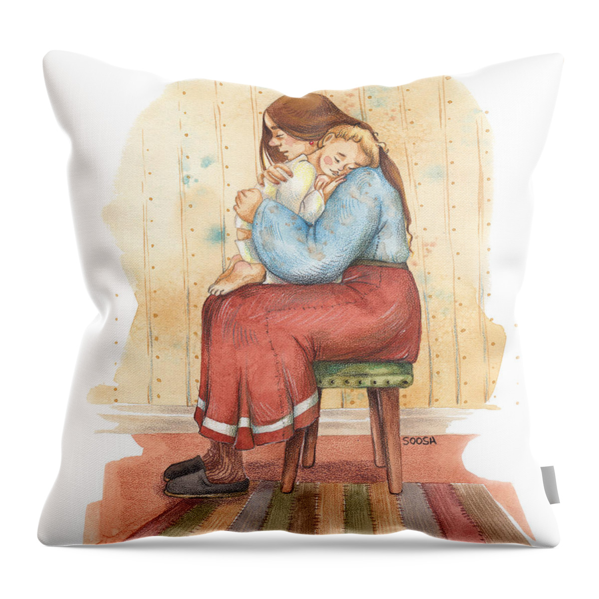Soosh Throw Pillow featuring the drawing My boy by Soosh
