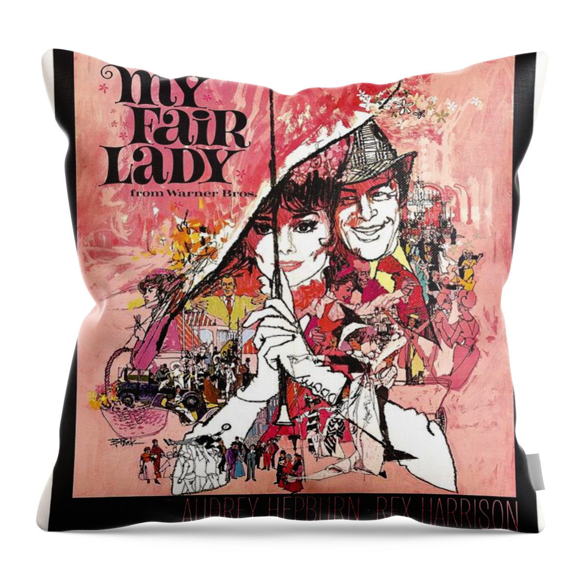 Synopsis Throw Pillow featuring the mixed media ''My Fair Lady'', 1964 - art by Robert Peak by Movie World Posters