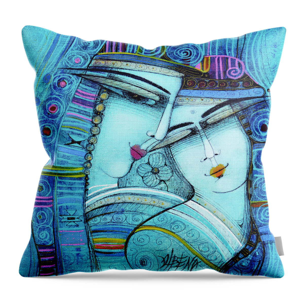 Albena Throw Pillow featuring the painting My girl by Albena Vatcheva
