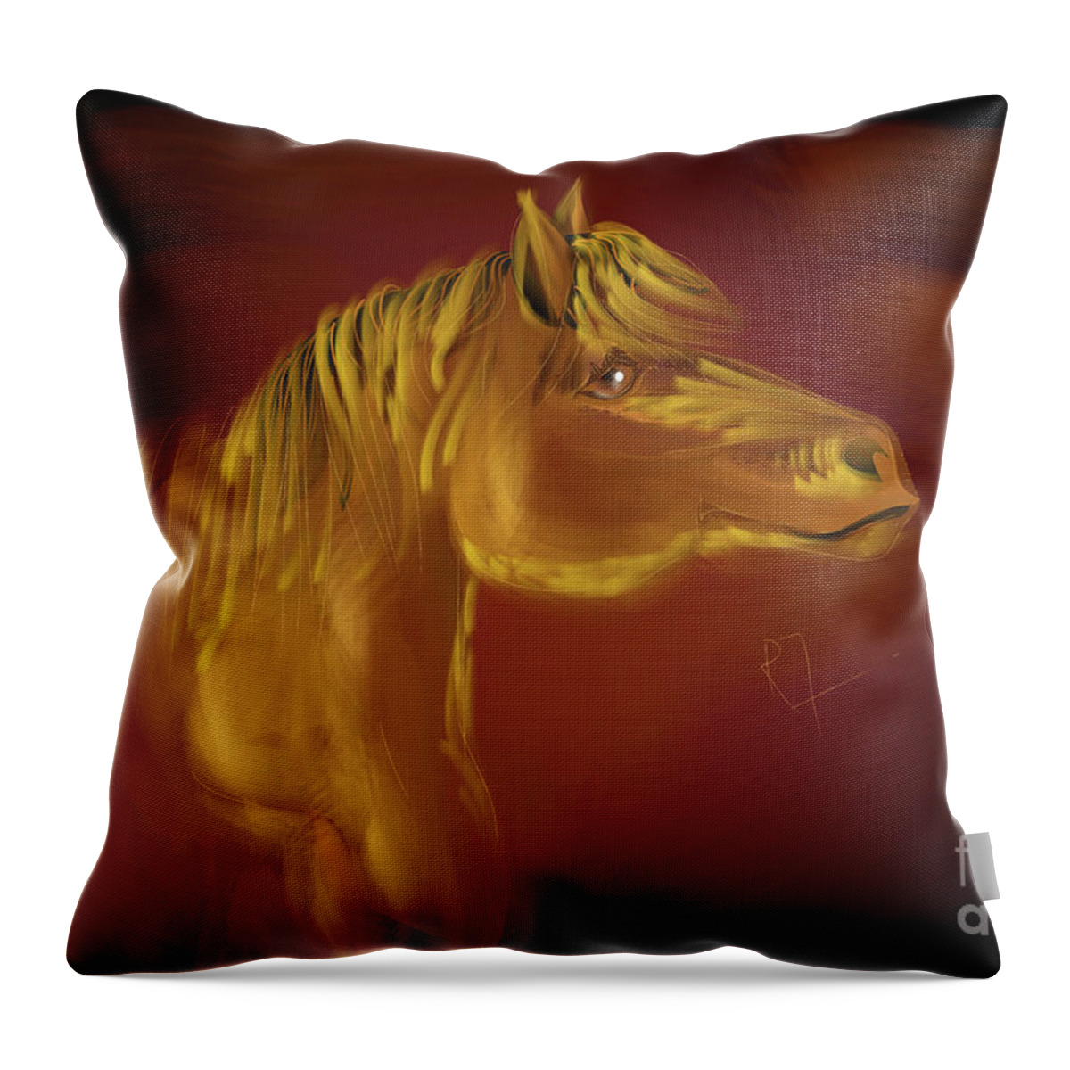 Horse Throw Pillow featuring the painting My horse recreated by Remy Francis