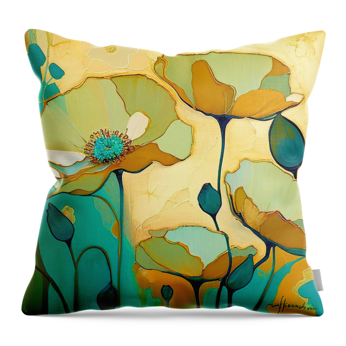 Garden Throw Pillow featuring the painting My wonderful Garden No.8 by My Head Cinema