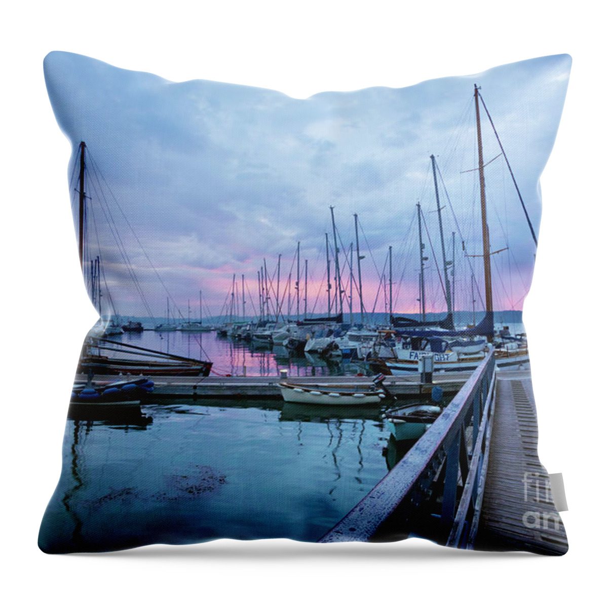 Mylor Throw Pillow featuring the photograph Mylor Marina Sunrise by Terri Waters