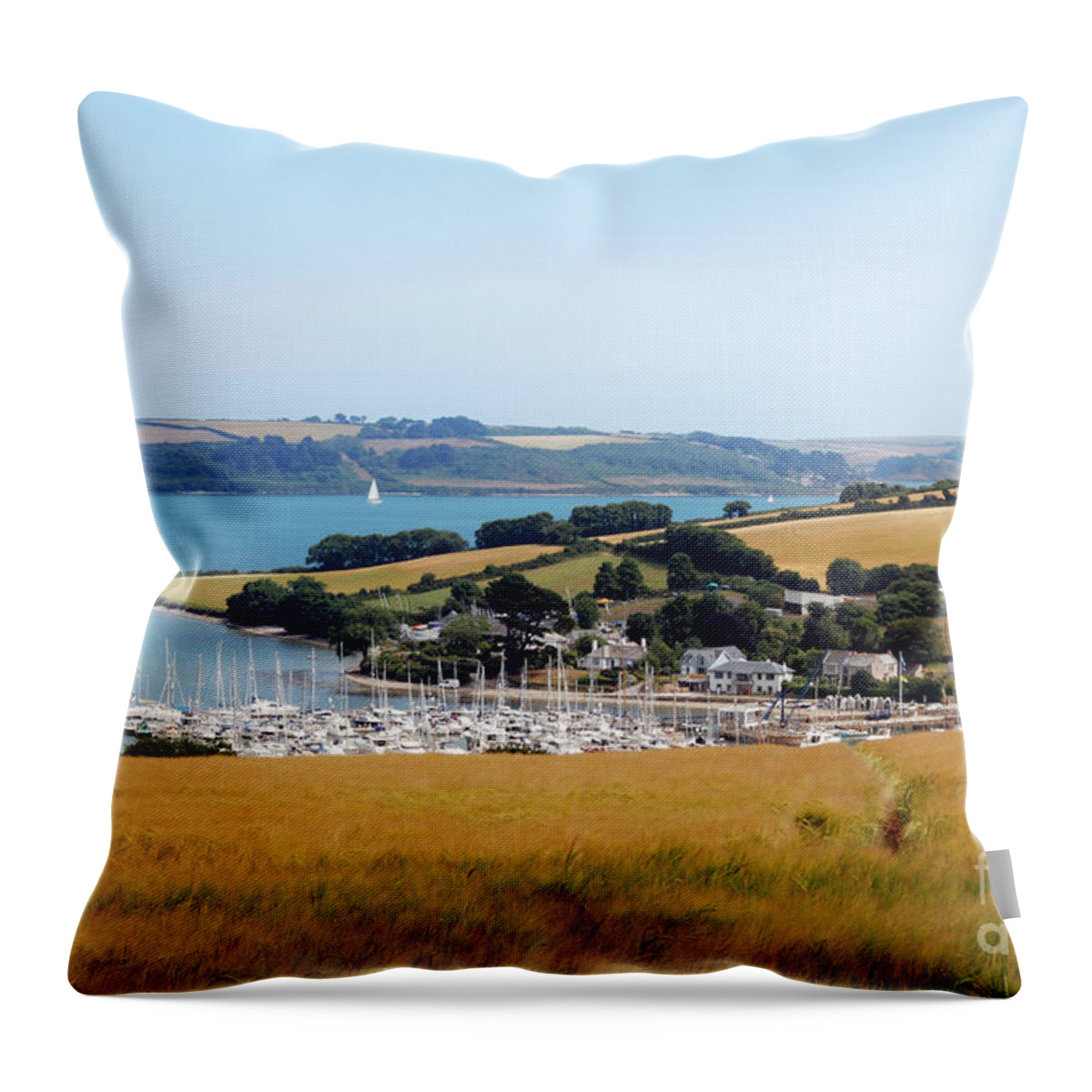 Mylor Harbour Throw Pillow featuring the photograph Mylor View by Terri Waters