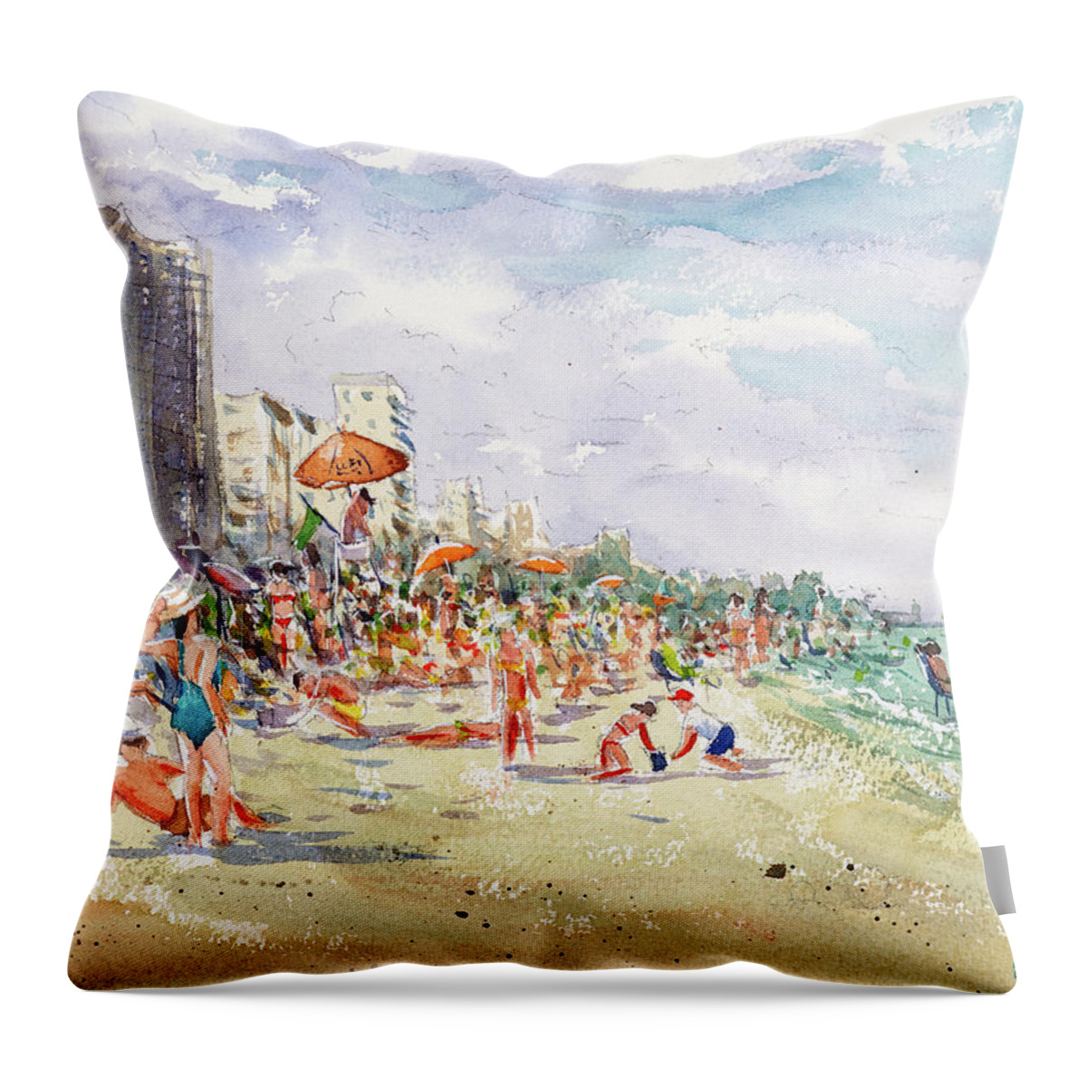 Myrtle Beach Throw Pillow featuring the painting Myrtle Beach by Tesh Parekh