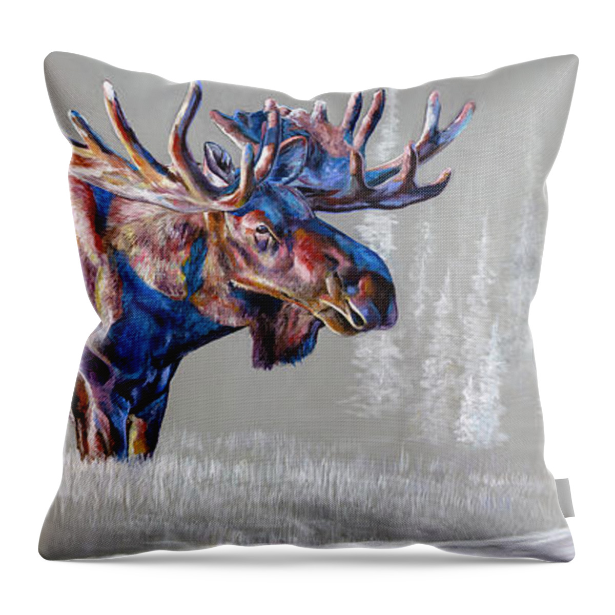 Moose Throw Pillow featuring the painting Mystic by Averi Iris