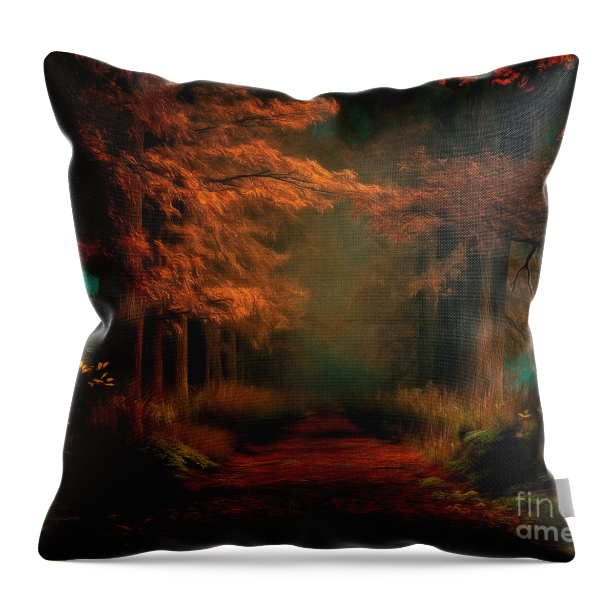 Forest Throw Pillow featuring the digital art Mystic Forest by Jerzy Czyz
