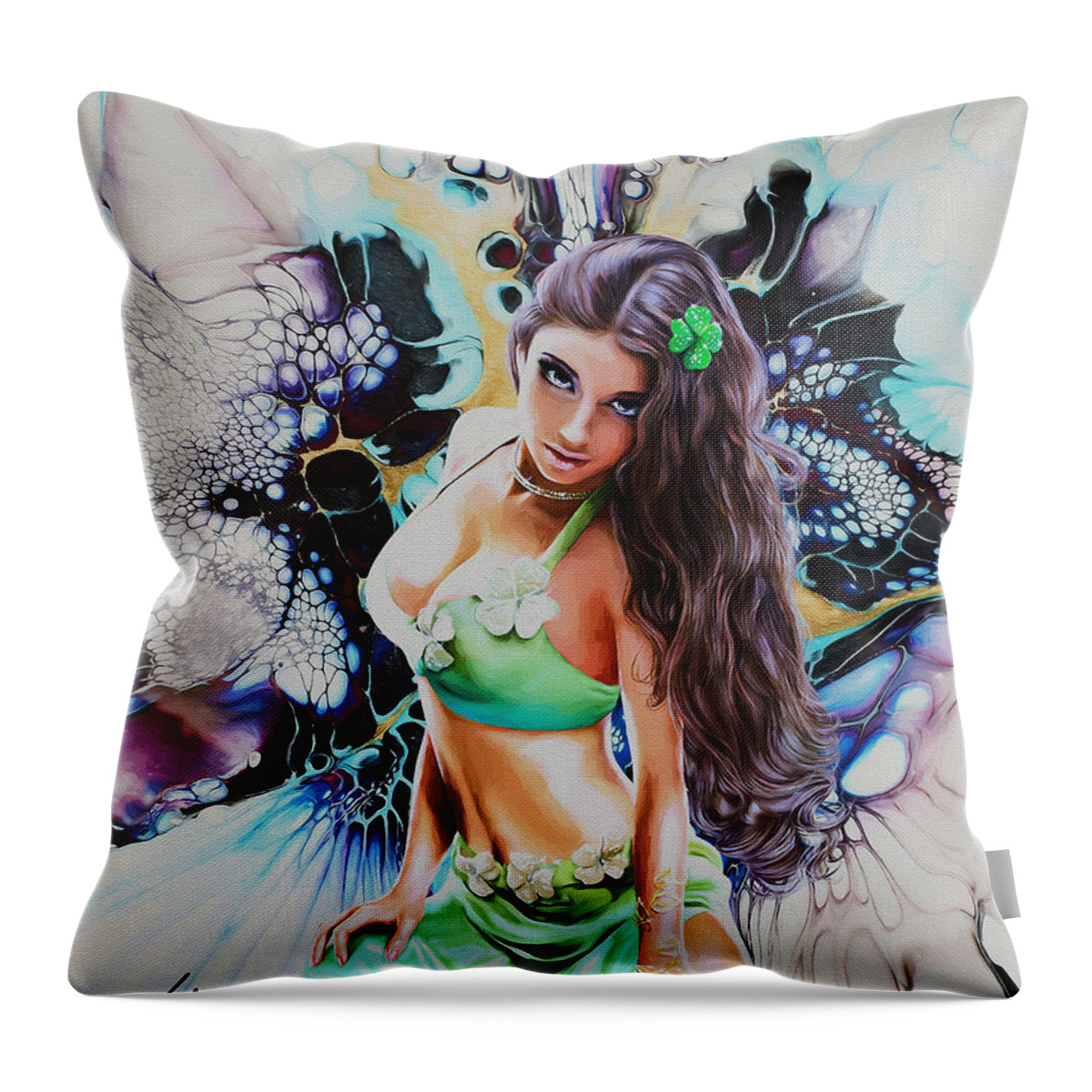 Paint Throw Pillow featuring the painting Mystic Lady by Nenad Vasic