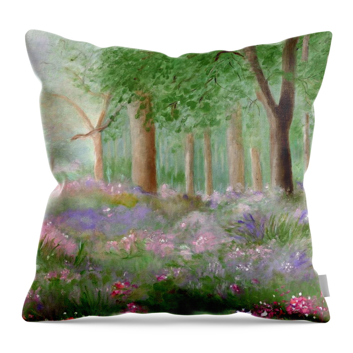 Field Of Flowers Throw Pillow featuring the painting Mystic Moment by Juliette Becker