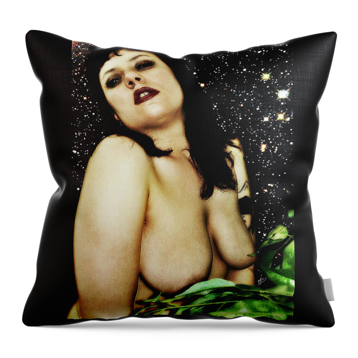 Alien Throw Pillow featuring the digital art Nadine 2 by Mark Baranowski