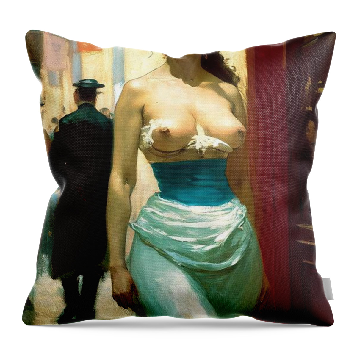 Classic Throw Pillow featuring the painting Naked Facts by My Head Cinema