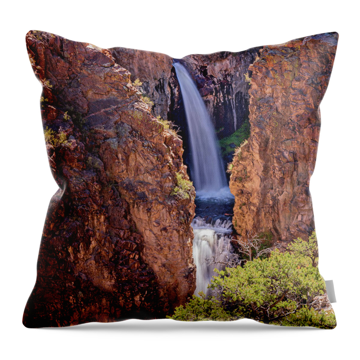 Adventure Throw Pillow featuring the photograph Nambe Falls by Charles Dobbs