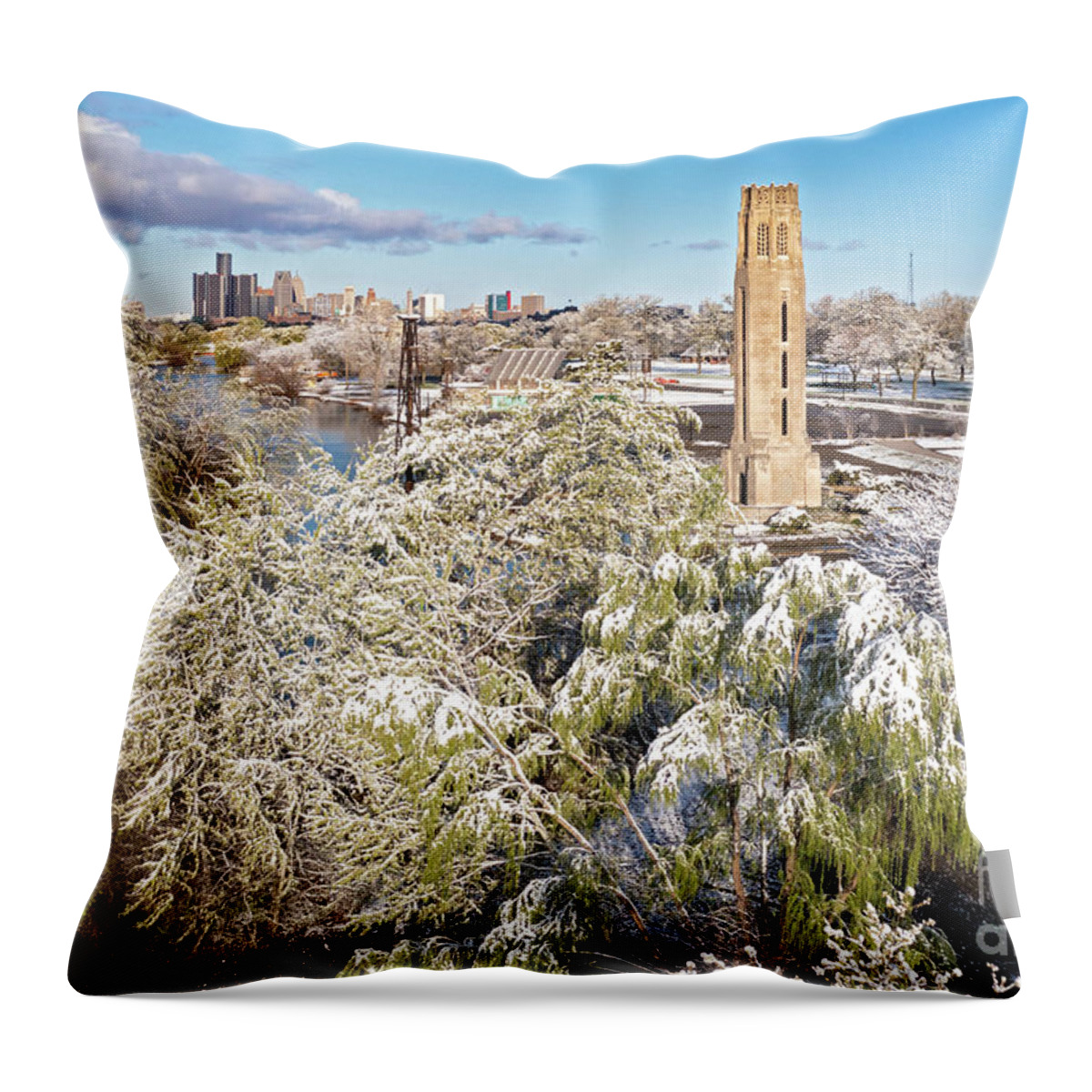 Belle Isle Throw Pillow featuring the photograph Nancy Brown Peace Carillon by Jim West