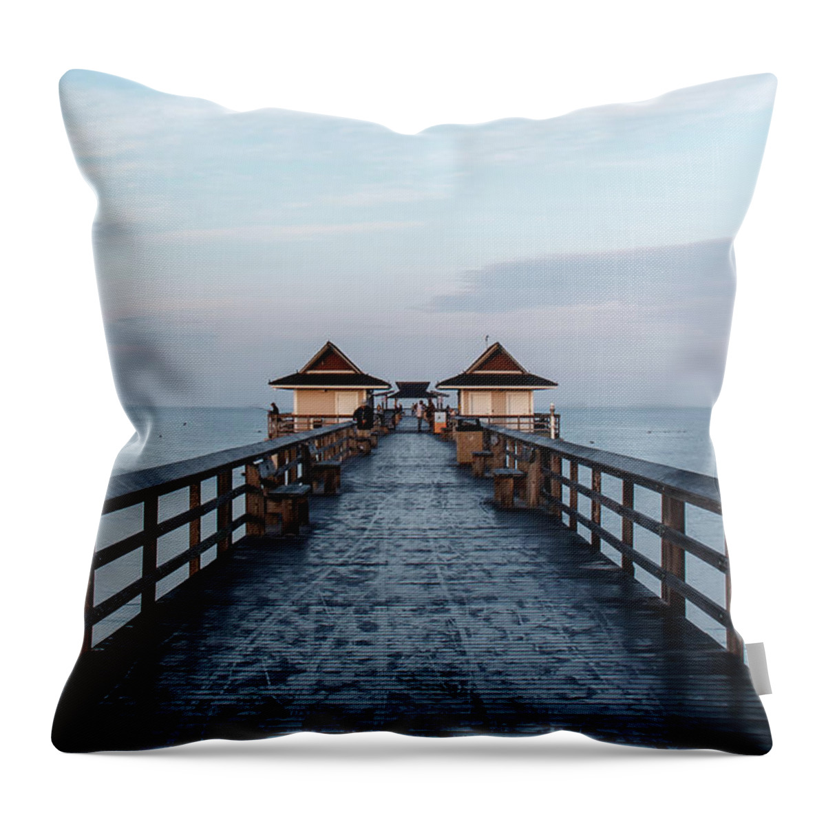 Office Throw Pillow featuring the photograph Naples Pier - Straight View of Morning on the Naples Pier 3 - Vertical View 2 by Ronald Reid