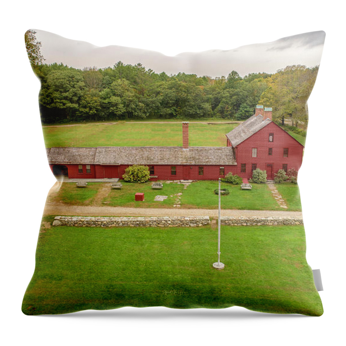 Nathan Hale Throw Pillow featuring the photograph Nathan Hale Homesead by Veterans Aerial Media LLC