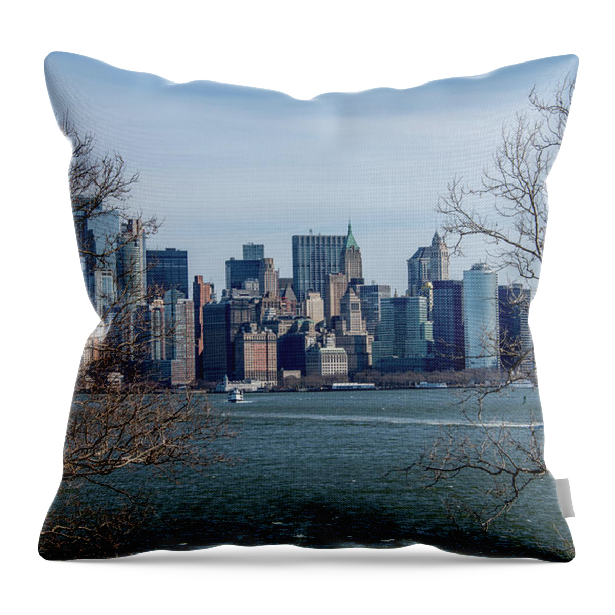 Nyc Throw Pillow featuring the photograph Natural Framing of New York Skyline by Marcy Wielfaert