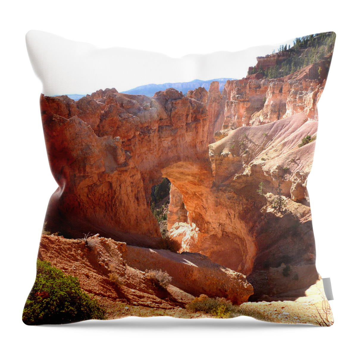 Land Bridge Throw Pillow featuring the photograph Natural Landbridge in Bryce Canyon 2 by Constance DRESCHER