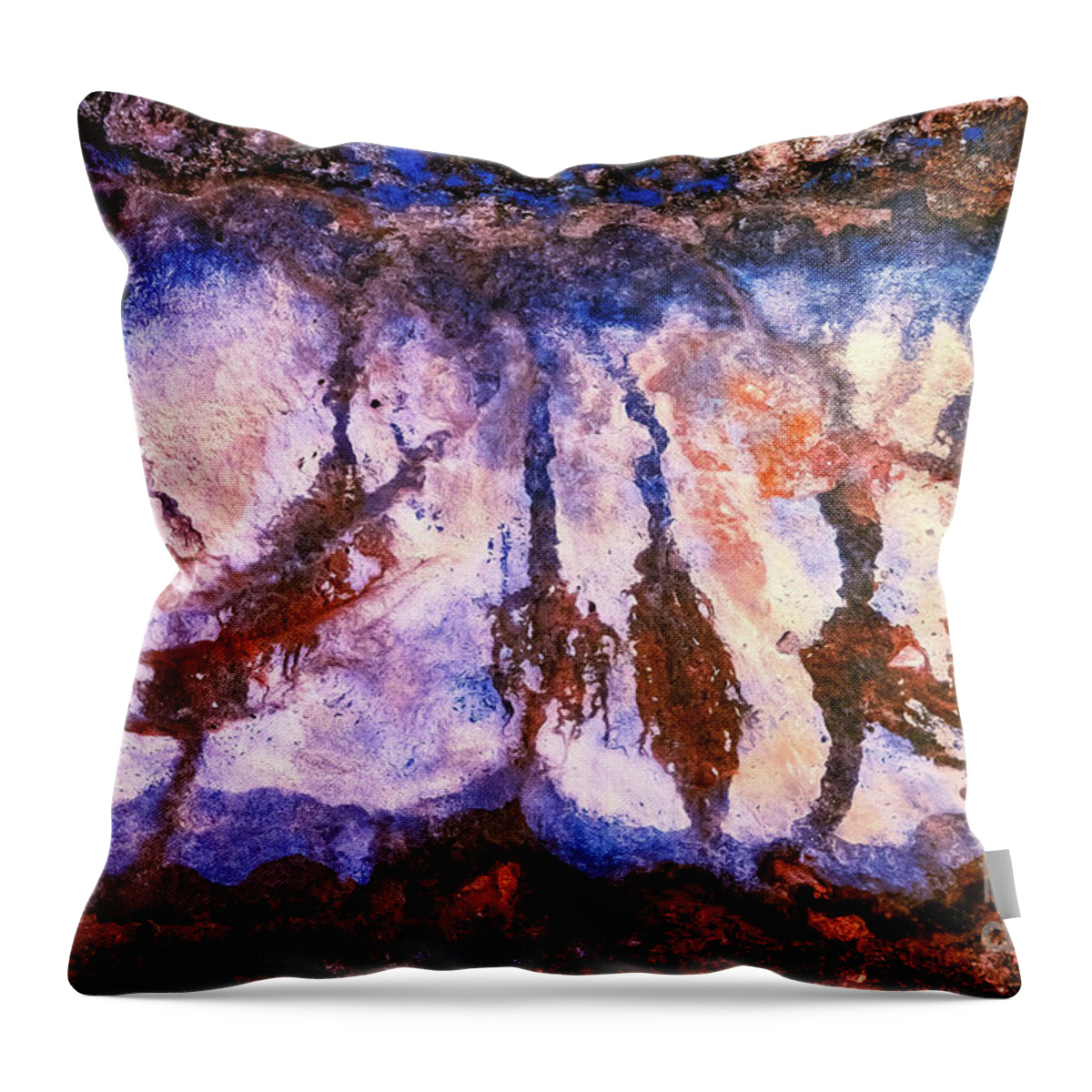 Color Image Throw Pillow featuring the photograph Blue Orange Painted Stone Textured Abstract #1 by Nilesh Bhange