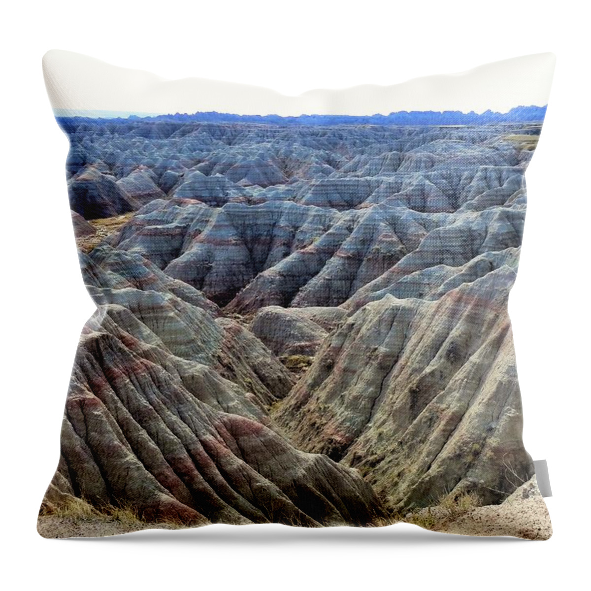Badlands National Park Throw Pillow featuring the photograph Blue Symphony by Rosanne Licciardi