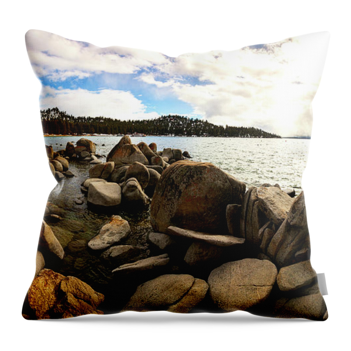 Lake Tahoe Throw Pillow featuring the photograph Nature's Stepping Stones by Ryan Huebel