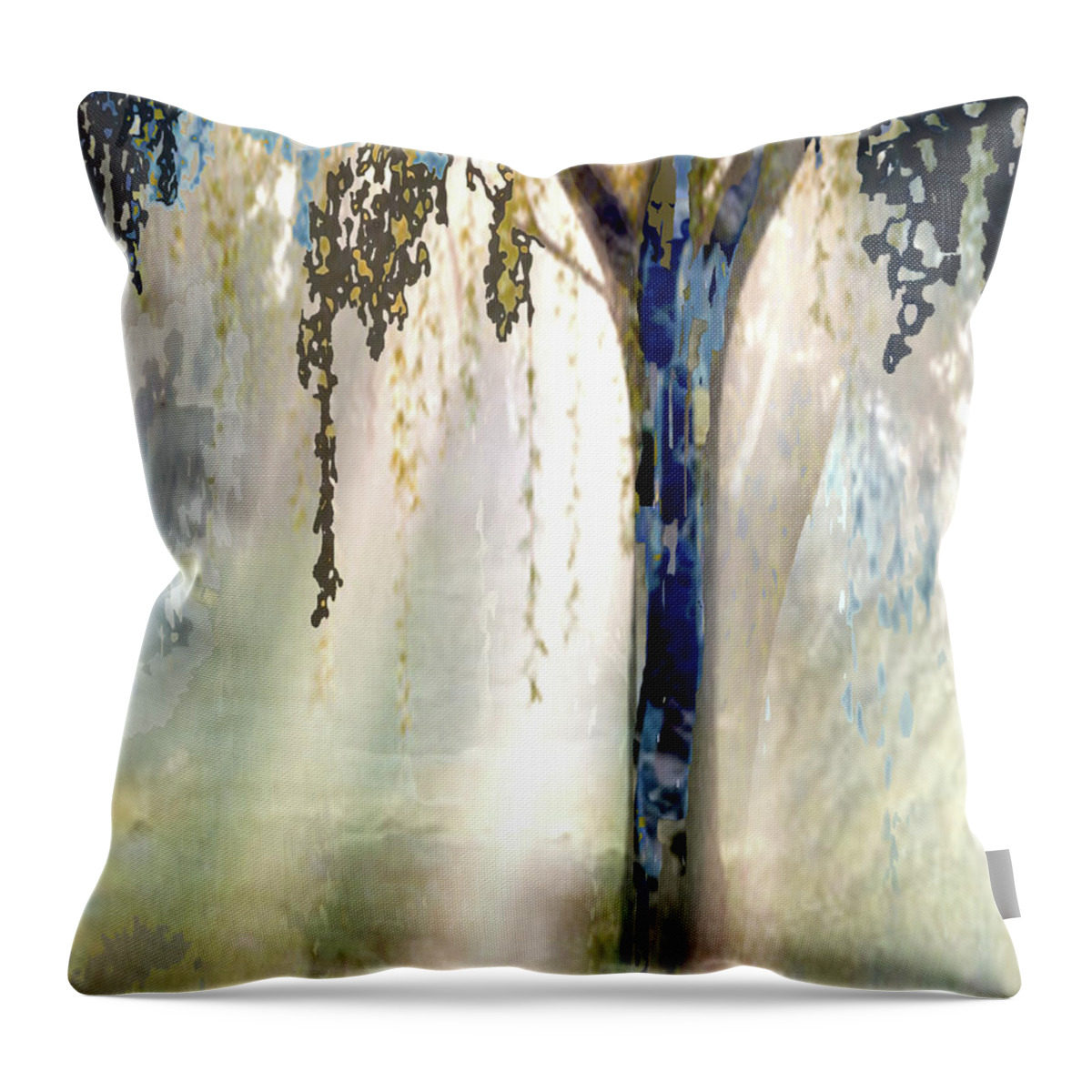 Oil Painting Throw Pillow featuring the painting Natures Trees Connected by Todd Krasovetz