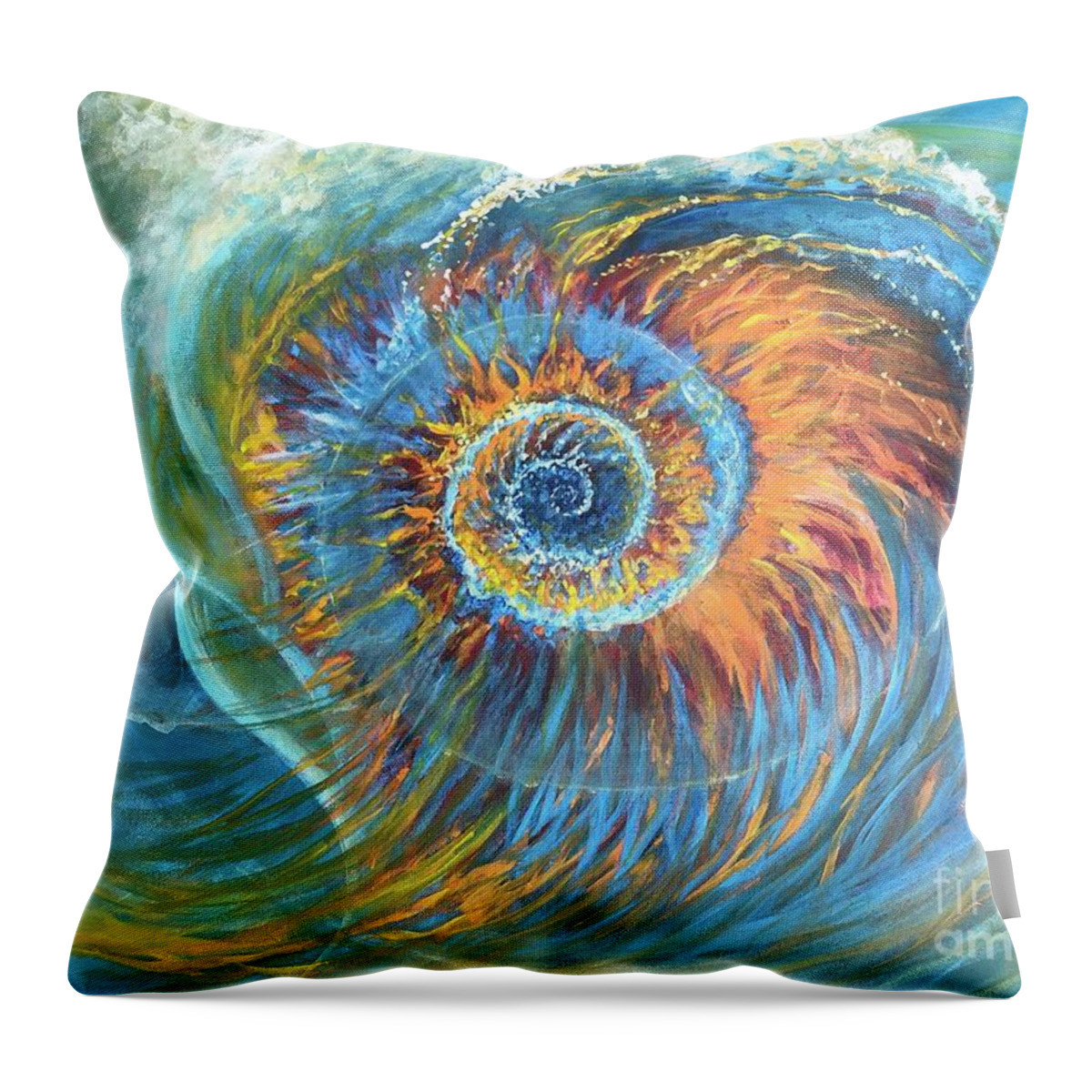 Spiral Throw Pillow featuring the painting Nautilus by Kristine Izak
