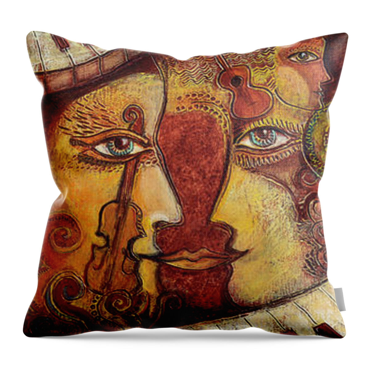 Music Throw Pillow featuring the painting Navigating Rhythm by Mary DeLave