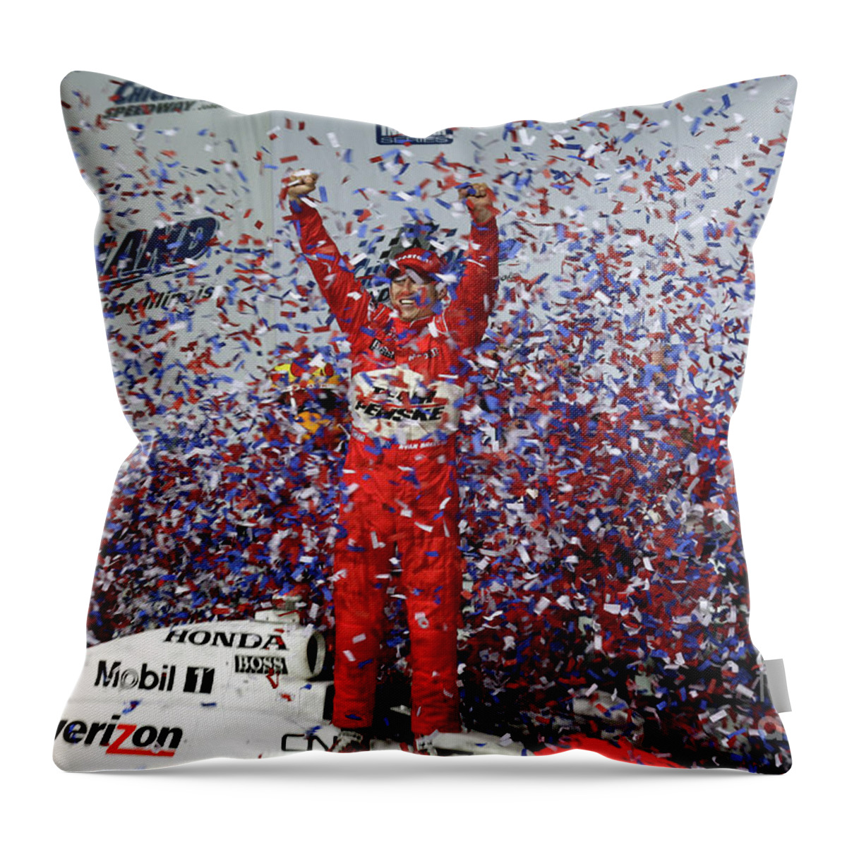 Champcar Throw Pillow featuring the photograph Ryan Brisco - Indycar Racing Chicagoland Speedway Illinois by Pete Klinger