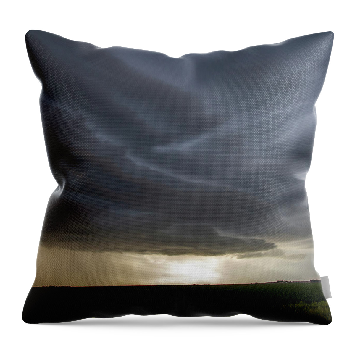 Nebraskasc Throw Pillow featuring the photograph Nebraska Shelf Cloud Madness 023 by Dale Kaminski