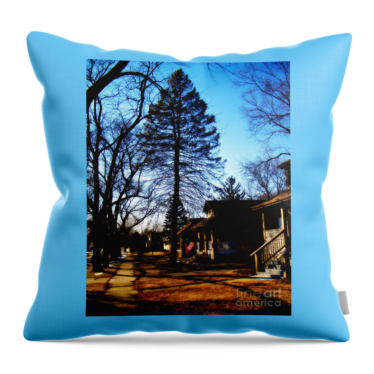 American Flag Throw Pillow featuring the photograph Neighborhood Patriot by Frank J Casella