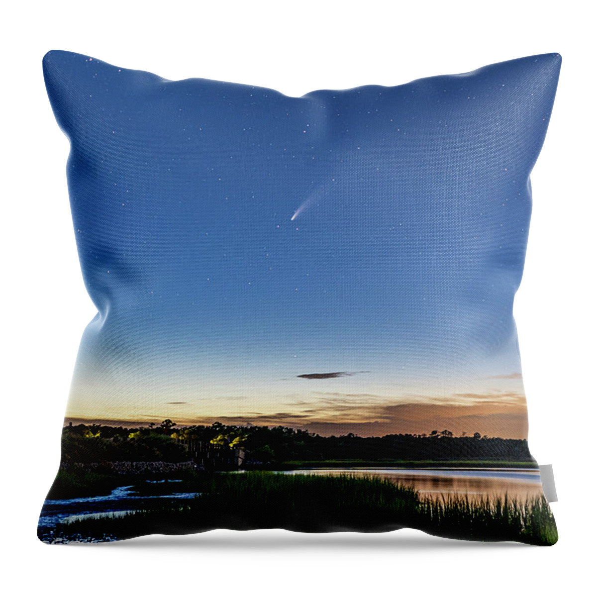 Neowise Throw Pillow featuring the photograph Neowise - Kiawah Island by Jim Miller