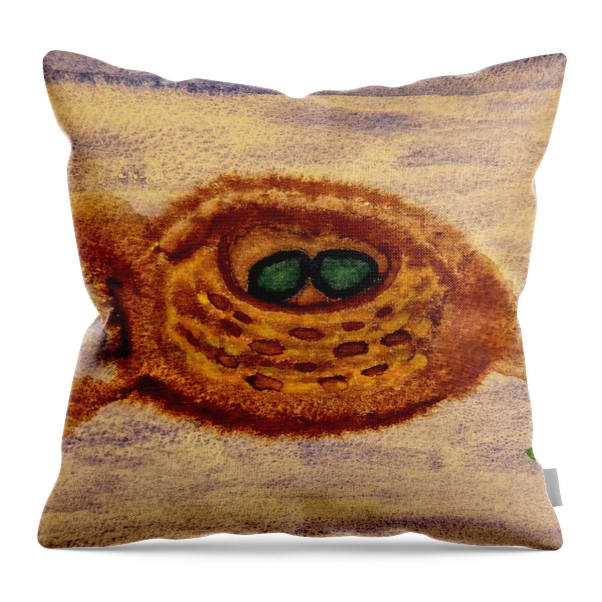 Nest Throw Pillow featuring the painting Nesting Comfort by Karen Nice-Webb