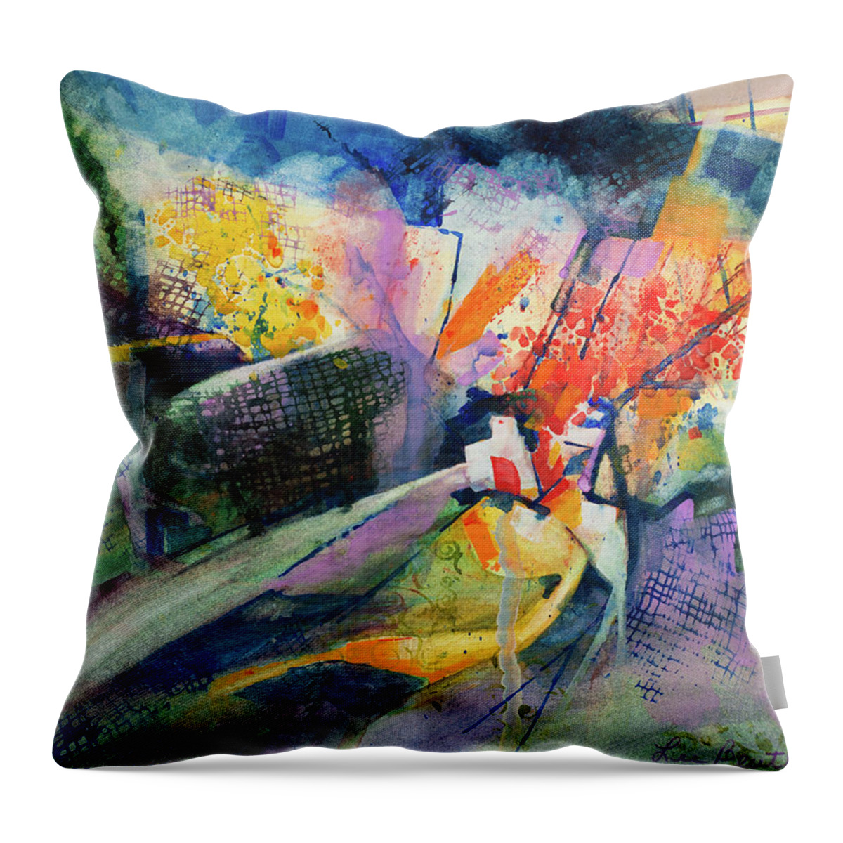 Abstract Throw Pillow featuring the painting Networking by Lee Beuther
