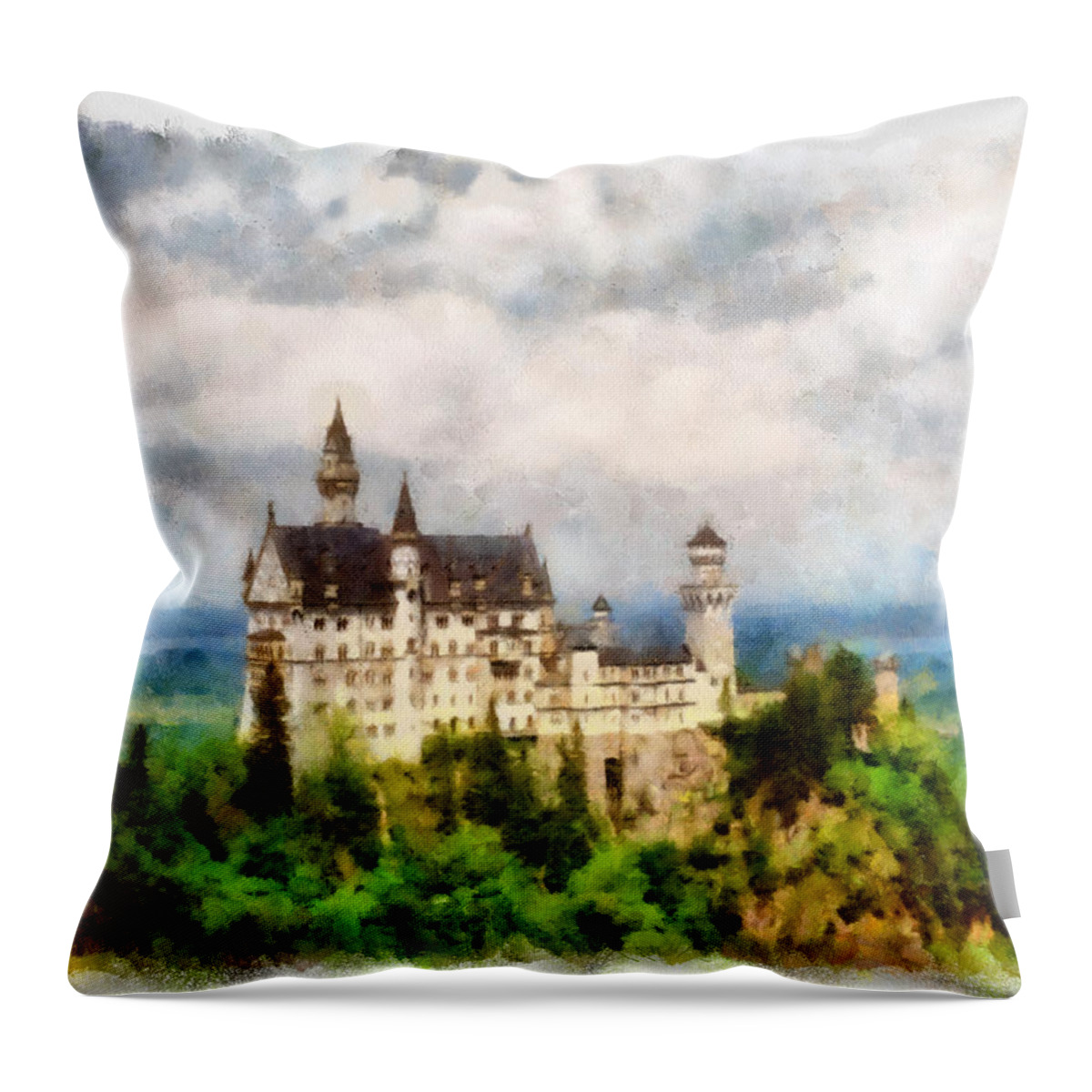 Neuschwanstein Throw Pillow featuring the photograph Neuschwanstein Castle Bavaria Germany by Michelle Calkins