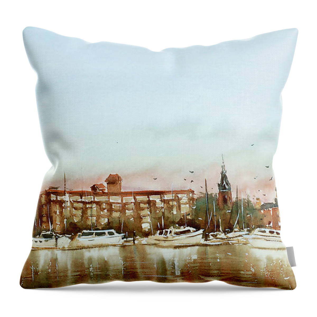 New Bern Throw Pillow featuring the painting New Bern Morning by Tesh Parekh