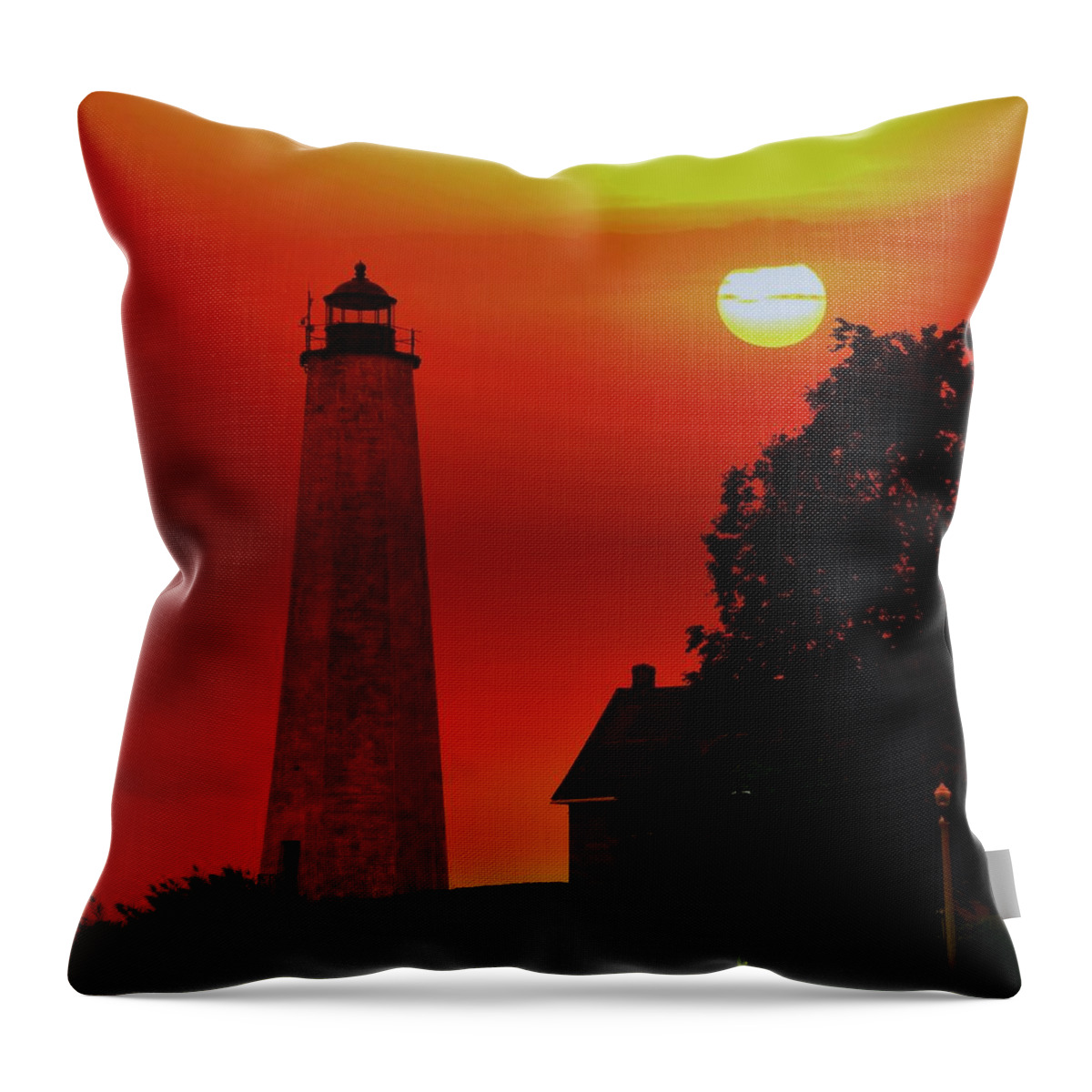 Lighthouse Throw Pillow featuring the photograph New Haven Lighthouse at Dawn by Charles HALL