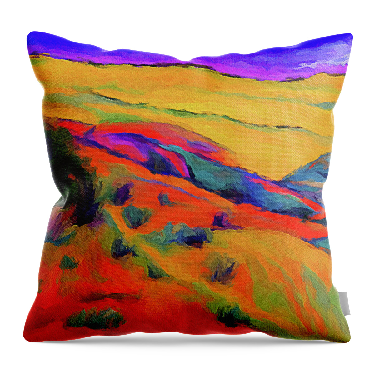 New Mexico Throw Pillow featuring the digital art New Mexico hills and bushes by Tatiana Travelways