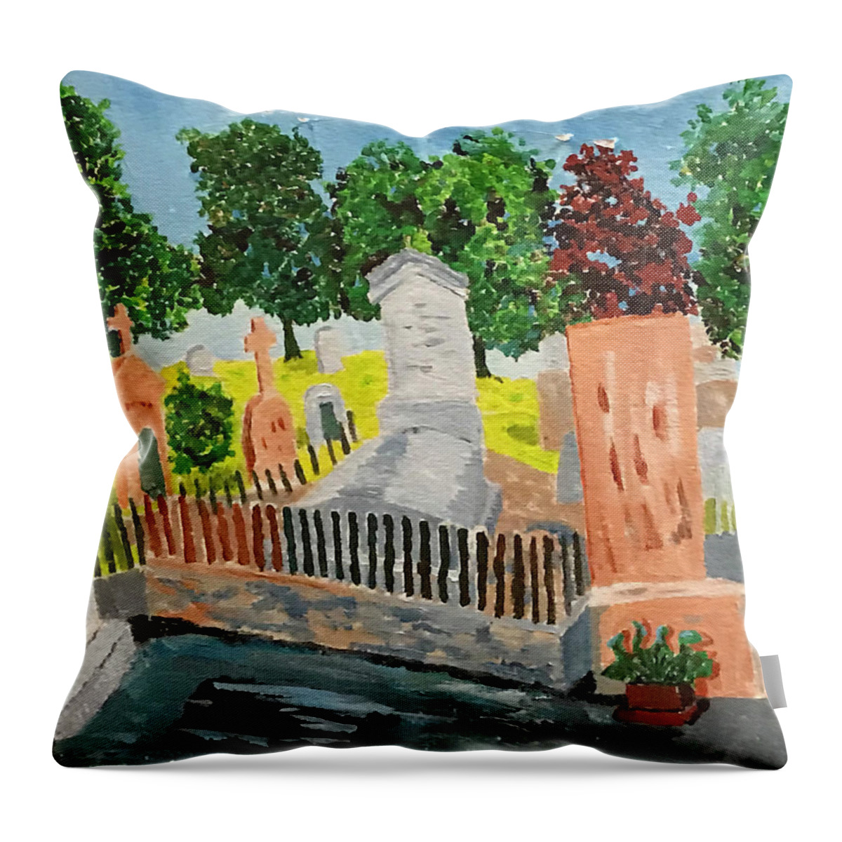  Throw Pillow featuring the painting New Orleans Cemetary by John Macarthur