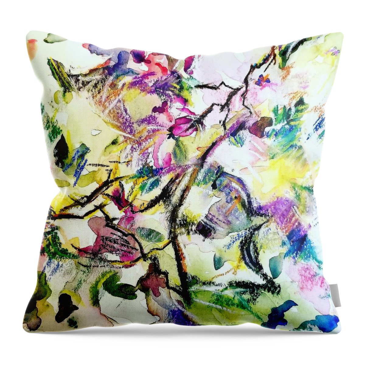 Florals Throw Pillow featuring the mixed media New Orleans Spring Garden by Julie TuckerDemps